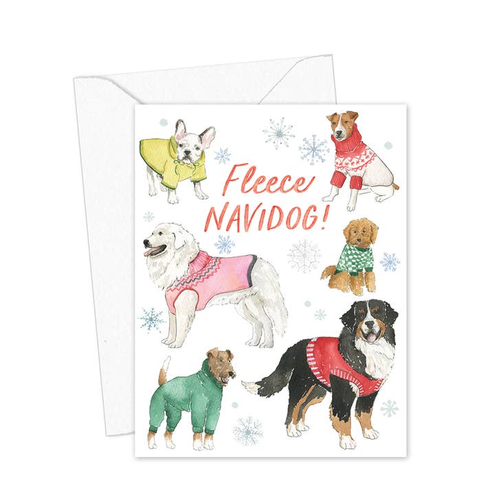Fleece Navidog - Holiday Sweater Dogs Greeting Card for wholesale by KelseyMDesigns