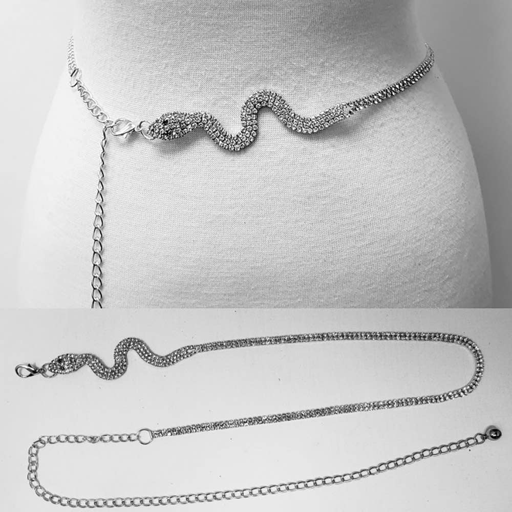 Sensibling Corp. – wholesale Belt – Women's – Rhinestone Paved Snake Chain Waist Belt3