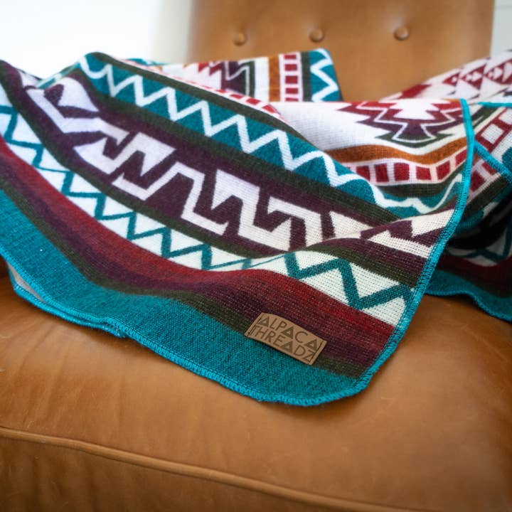 Alpaca Threadz - Venta al por mayor Mantas de sofá - Manta de lana de alpaca andina - turquesa3