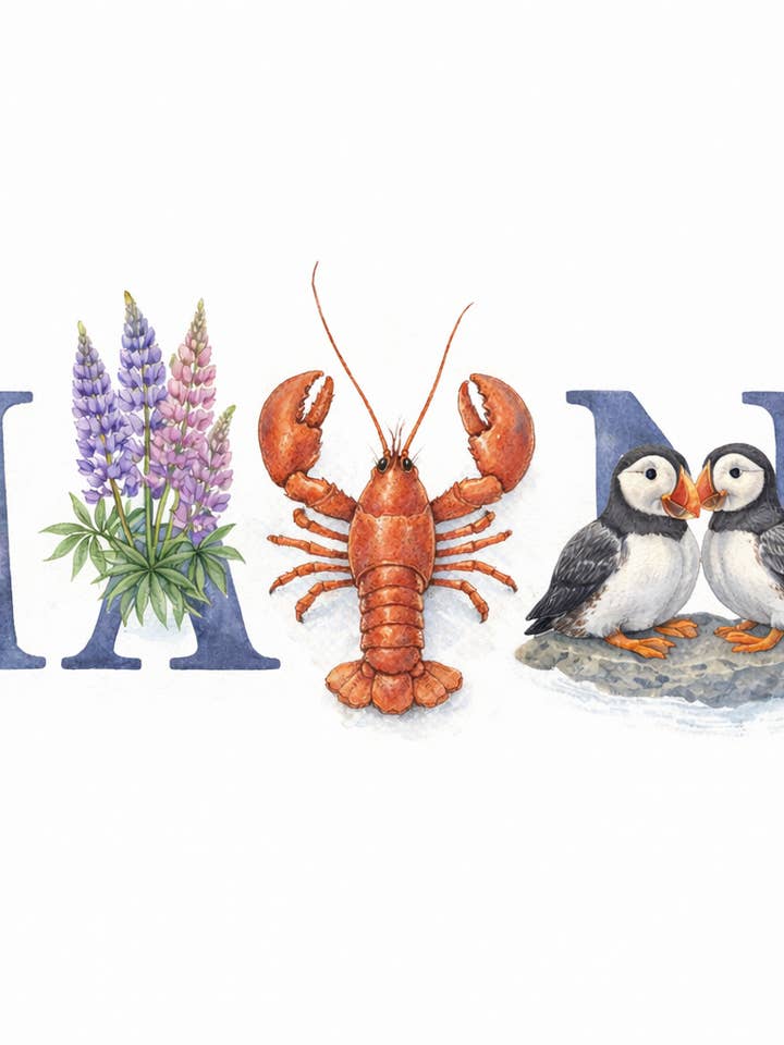 Coastal Maine Text Sticker for wholesale by Mentally In Maine