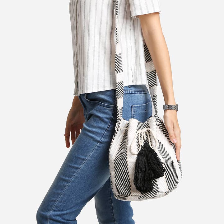 Fashion City – Engroshandel Crossbodytaske - Dame – Crossbody spandetaske med stribet mønster og kvaster7