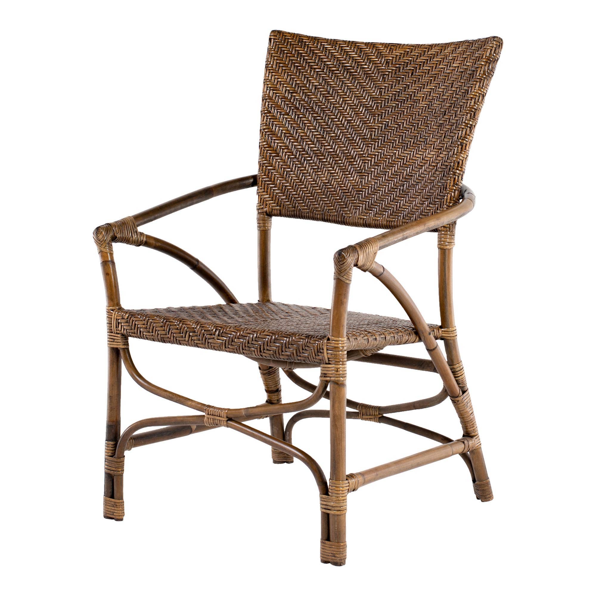 HomeRoots – wholesale Chair – Set of Two Natural Rattan Open Back Dining Arm Chairs4