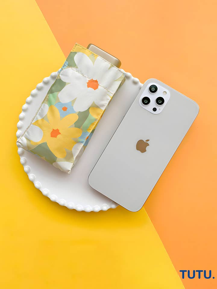 Green "Printemps" Floral Pocket Mini Umbrella for wholesale by TUTU Home - Tableware & Decor