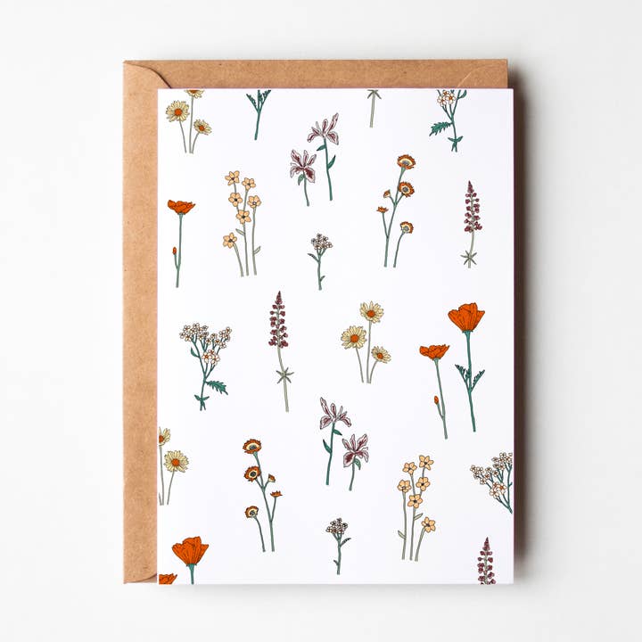 Blank Tiny Flowers Greeting Card for wholesale by Kaari & Co.