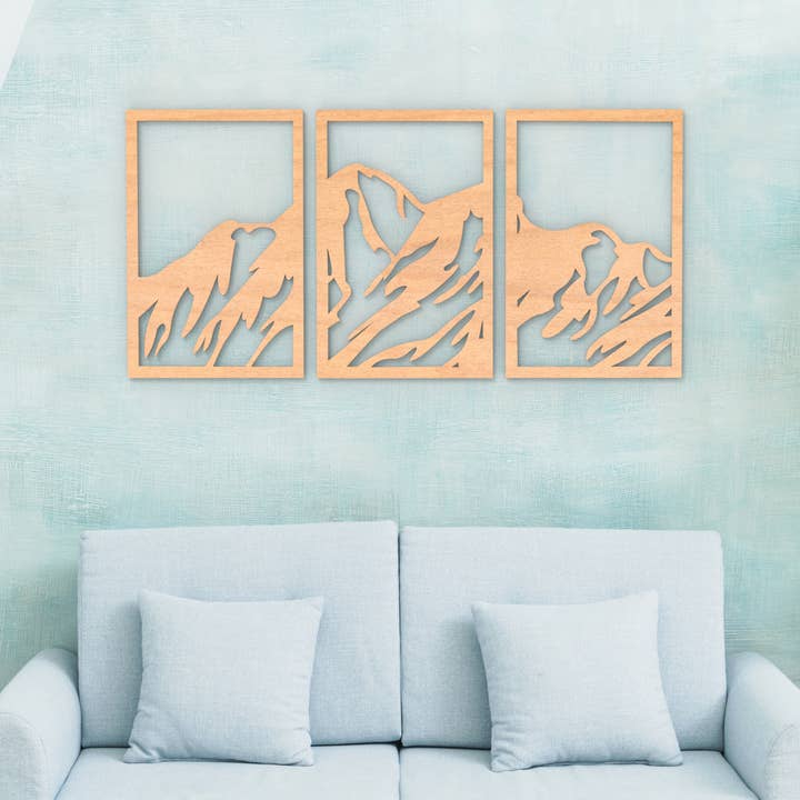 PeroWorx Designs - Wholesale Gallery Wall Set - Mountain Wall Art, Wood Wall Art, Housewarming Gift3