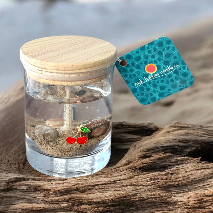 Michigan Kirsche Petoskey-Stein Eingebettete Gelwachskerze 10oz für den Großhandel von Rock Bottom Candle Company