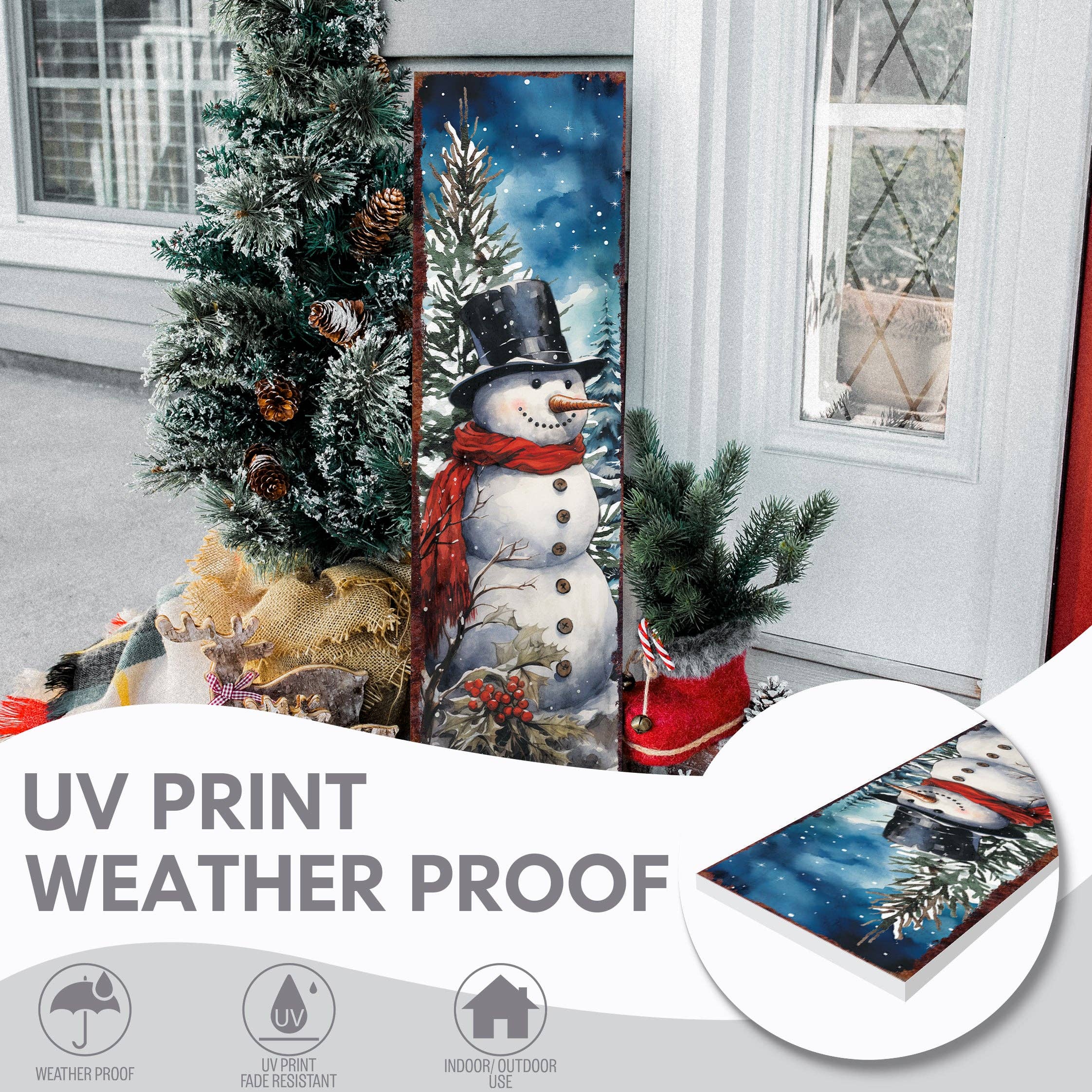 TX USA Corporation - Wholesale Christmas Wall Art - Vintage Snowman Porch Sign – Rustic Winter Christmas Decor for Outdoors3