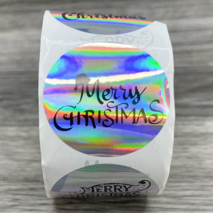 Tak klistermærker ROLL 1,5 tommer holografisk jul for engroshandel hos Hazel Hill ~MaeBella~