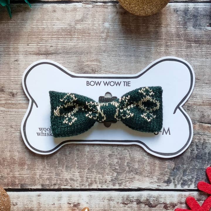 Nœud papillon pour chiens de petite et moyenne taille : Festive Sparkle pour la vente par Wool & Whiskers