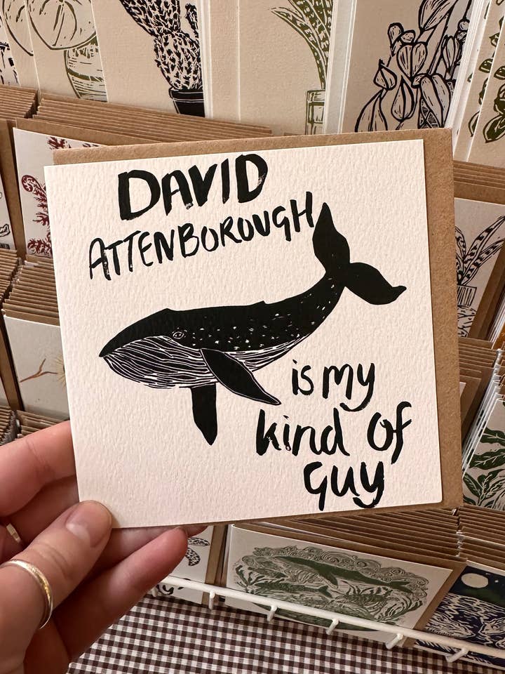 David Attenborough, Blue Whale Card for wholesale by LDMDesign