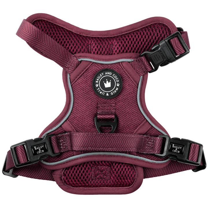 Trail & Glow® Dog Harness - Mulberry Tweed for wholesale by Bailey and Coco