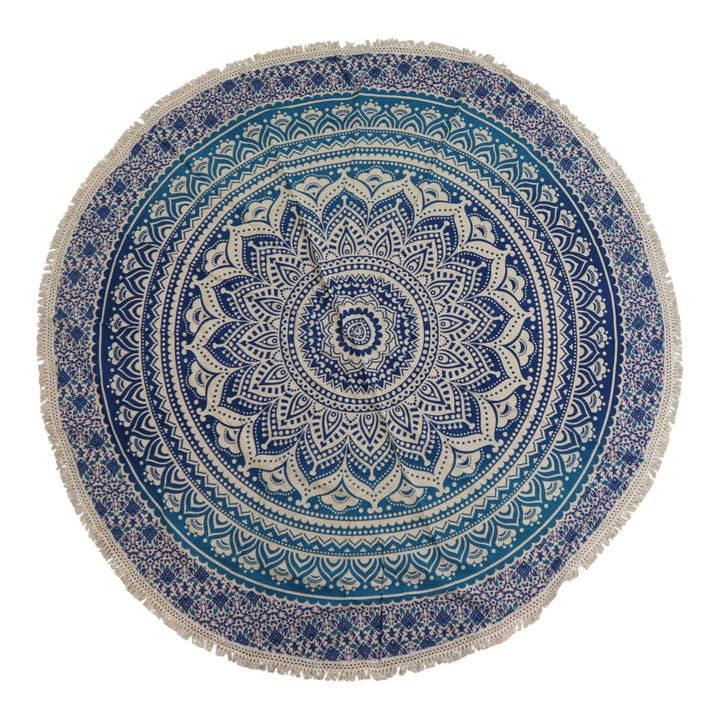 Small Mandala Roundie Cotton Art (130cm) - Classic Blue for wholesale by Ancient Wisdom