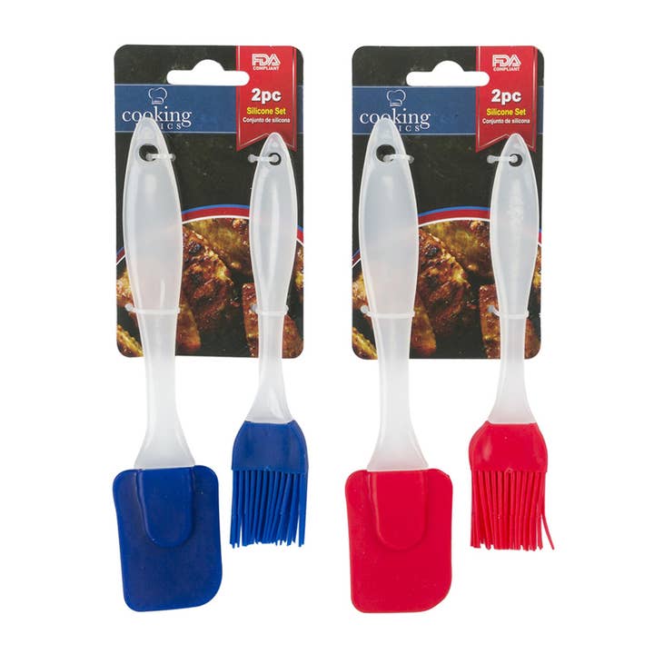 Deluxe Import Trading - Wholesale Spatula/turner - 2pc Cooking Basics Spatula and Brush Silicone Set