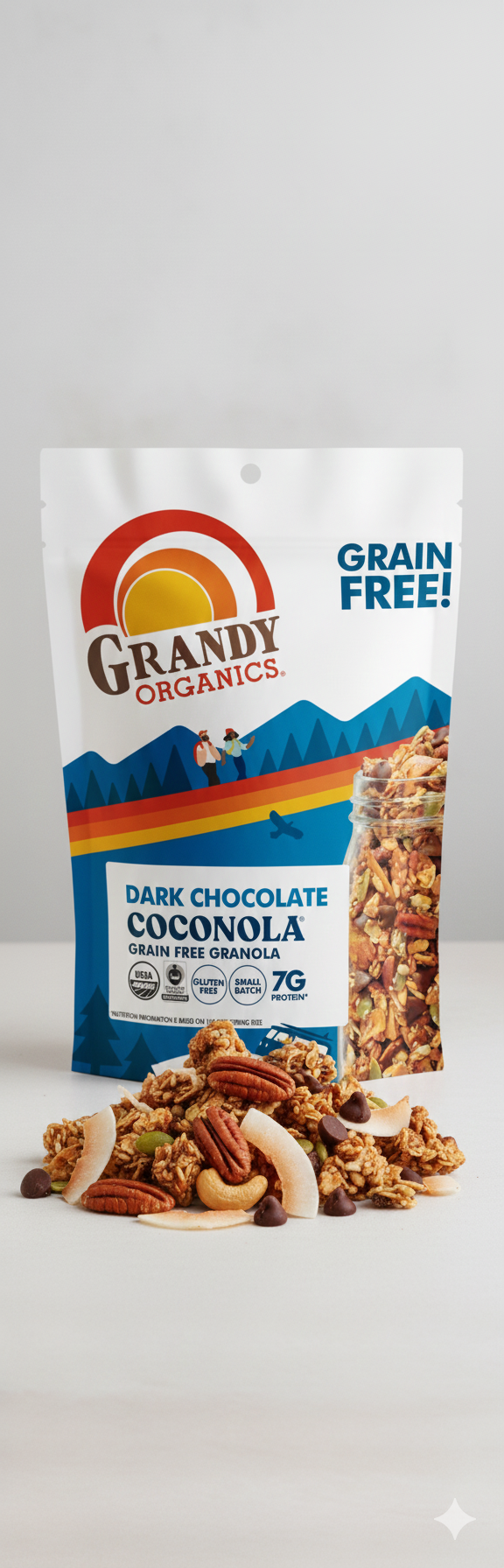Grandy Organics – Granola por atacado – Coconola de chocolate amargo - Granola sem grãos1