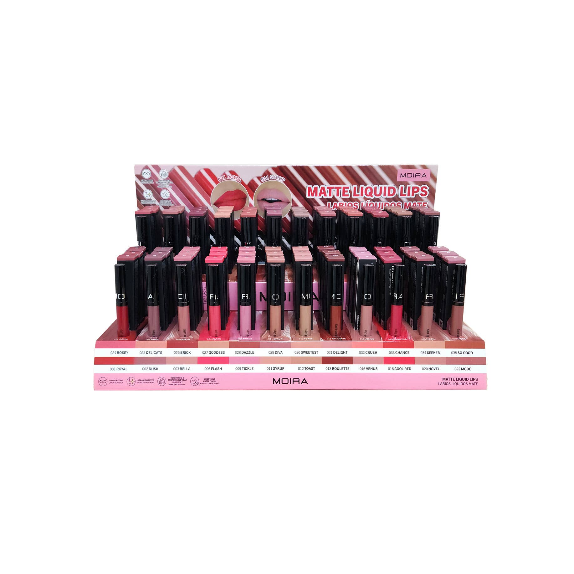 Moira Cosmetics - Wholesale Lipstick - Moira Makeup Display Matte Liquid Lips