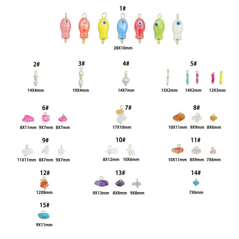 BestBeads&Beyond - Wholesale Individual charm/pendant - Colorful Ceramic Fish Charm Handmade gemstone beads charm For Necklace Bracelet Jewelry Making Supply, Sku#EF8181