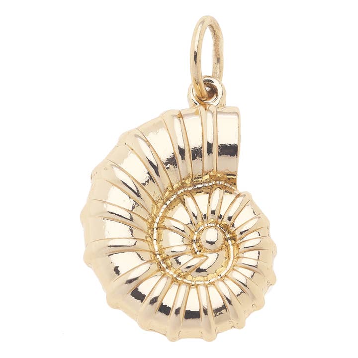 Spiral Shell Charm in Shiny Gold for wholesale by Canvas Style