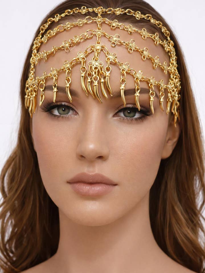 Handmade Gold Plated Head Jewelry for wholesale by BUBU BY TEKIN SHOP