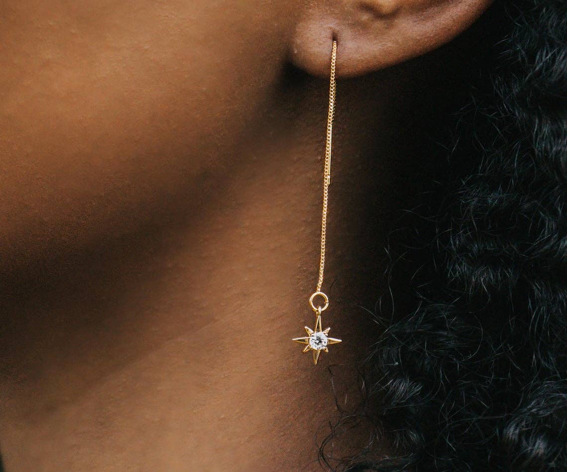 A Worthy Brand - Wholesale Dangle Earrings - North Star Earrings - Gold Filled Ear Threader2