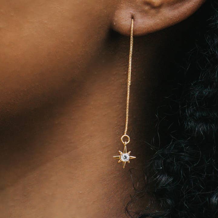 A Worthy Brand - Wholesale Dangle Earrings - North Star Earrings - Gold Filled Ear Threader2