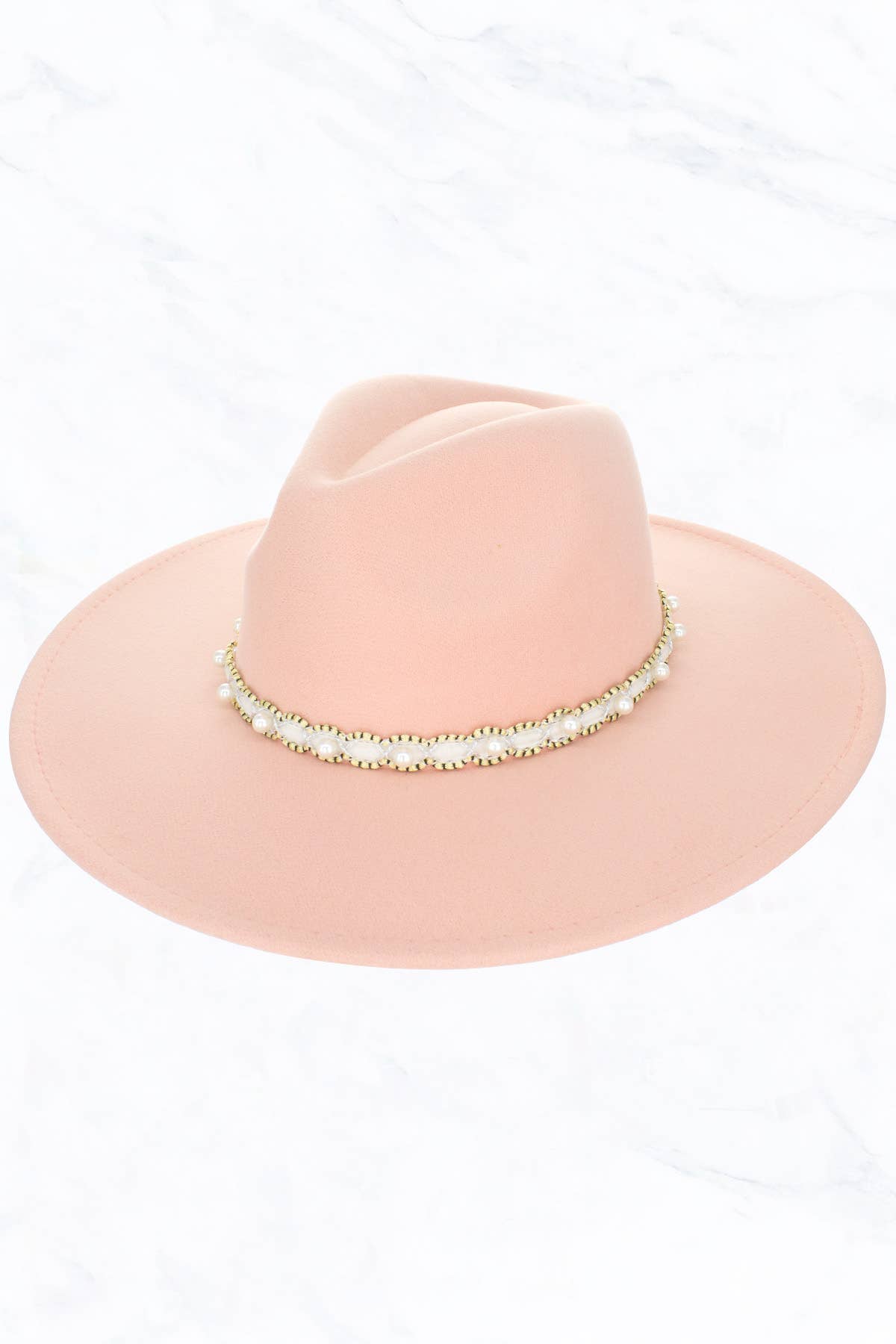 Suzie Q USA - Wholesale Fedora - Women's - Big Brim Peach Heart Top Jazz Hat with Pearl Belt23