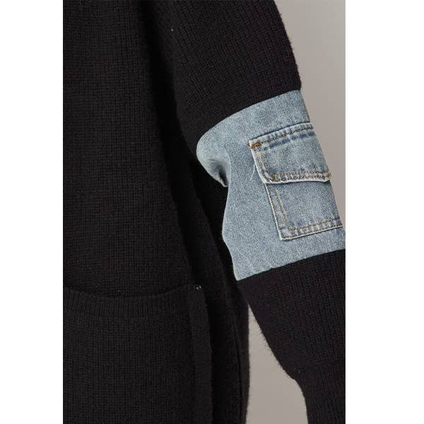 Noir Cardigan noir à devant ouvert minimaliste  en vente sur Faire3