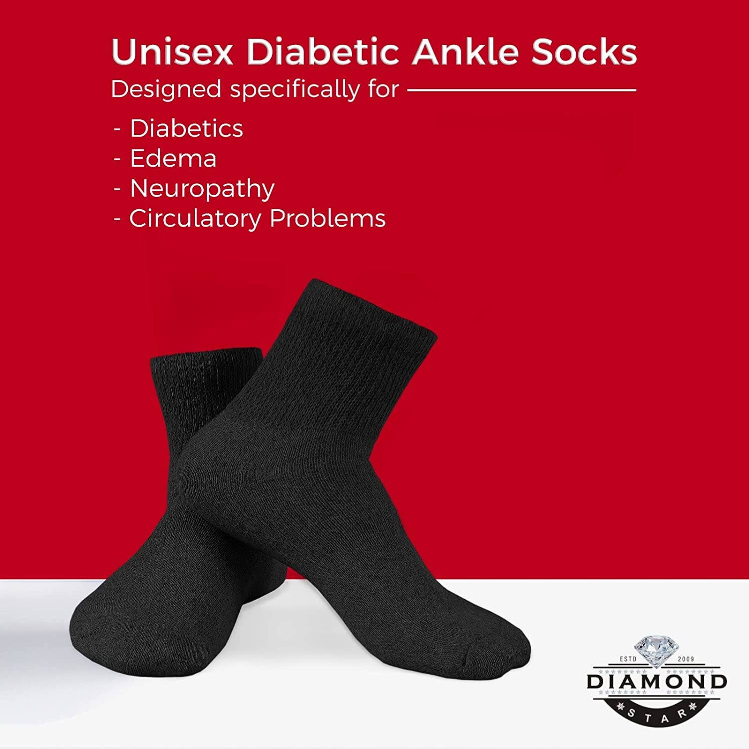 VINCO GROUP - Wholesale Socks - Unisex - Diabetic Ankle Socks, Non-Binding Circulatory Doctor Approved Cushion Cotton Quarter Socks for Men’s Women’s.4
