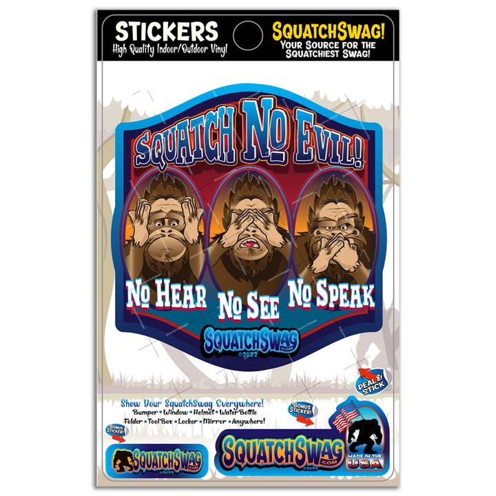 Squatch Intet ondt - Bigfoot, Sasquatch, Yeti Sticker for engroshandel hos SquatchSwag
