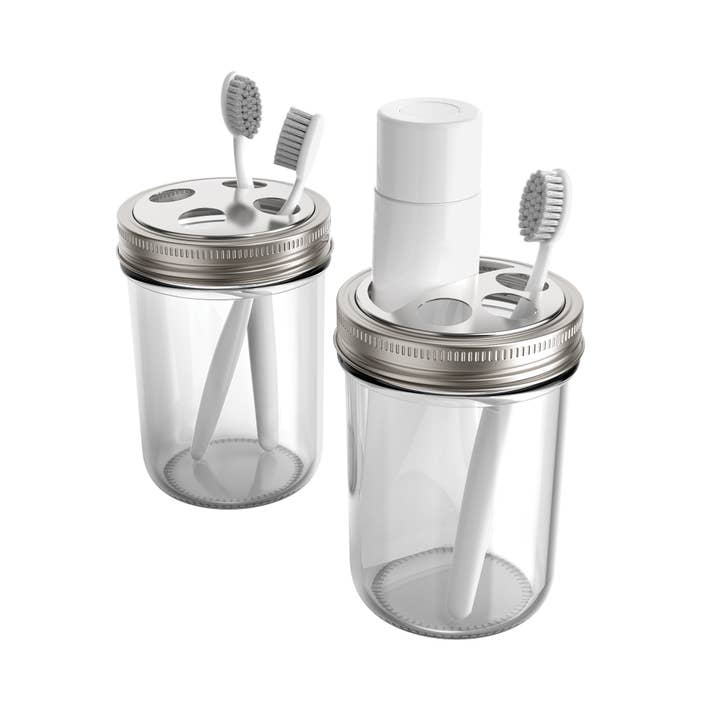 Fox Run Brands - Wholesale Toothbrush Holder - Jarware Toothbrush and Toothpaste Holder Lids, Wide Mouth
