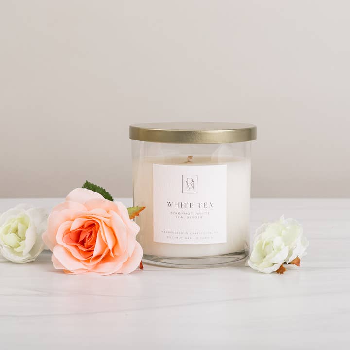 White Tea Candle for wholesale by Refreshing Moments with Sharon