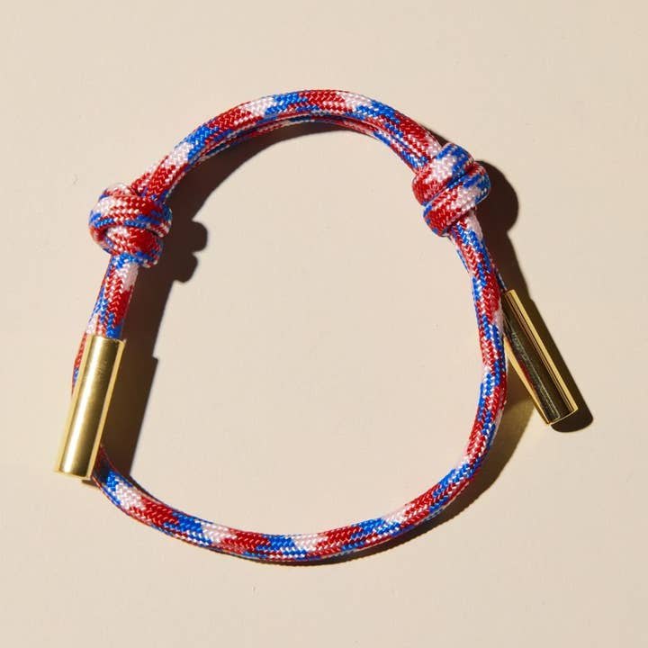 Nickel and Suede - Wholesale Woven/braided bracelet - Red, White & Blue Cord Bracelet0