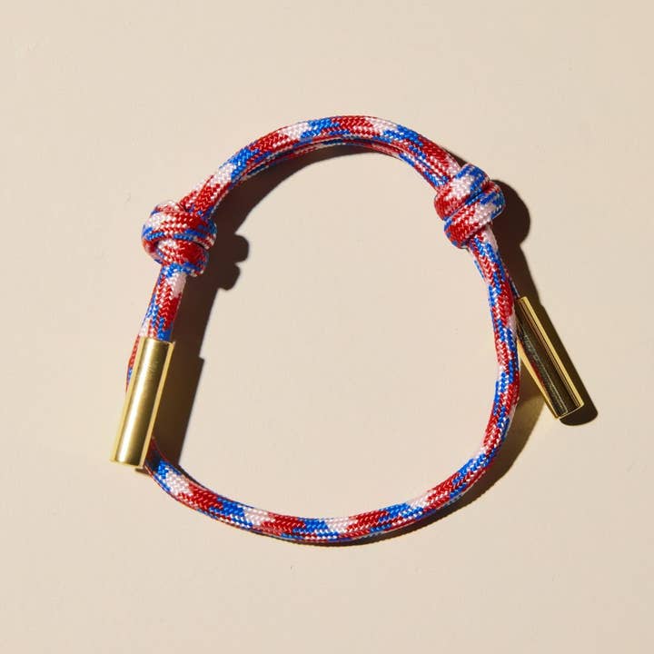 Red, White & Blue Cord Bracelet for wholesale by Nickel and Suede