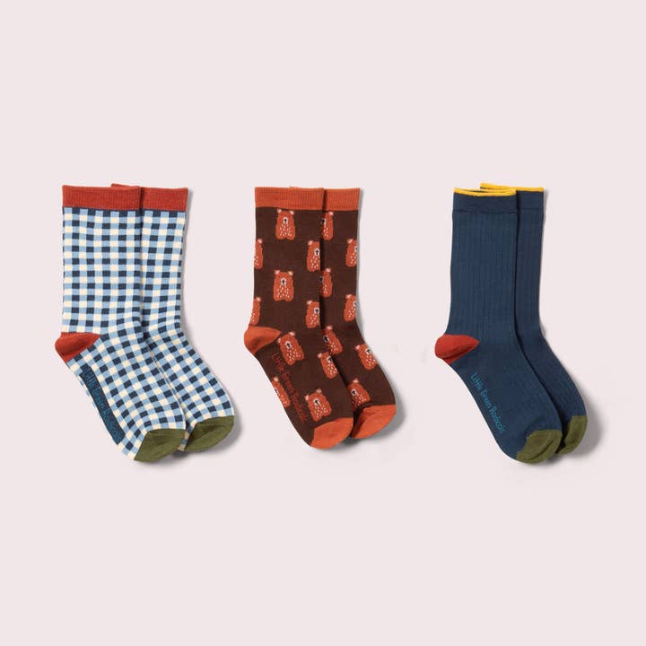 Lot de 3 paires de chaussettes à la cheville motif ours en peluche pour la vente par Little Green Radicals