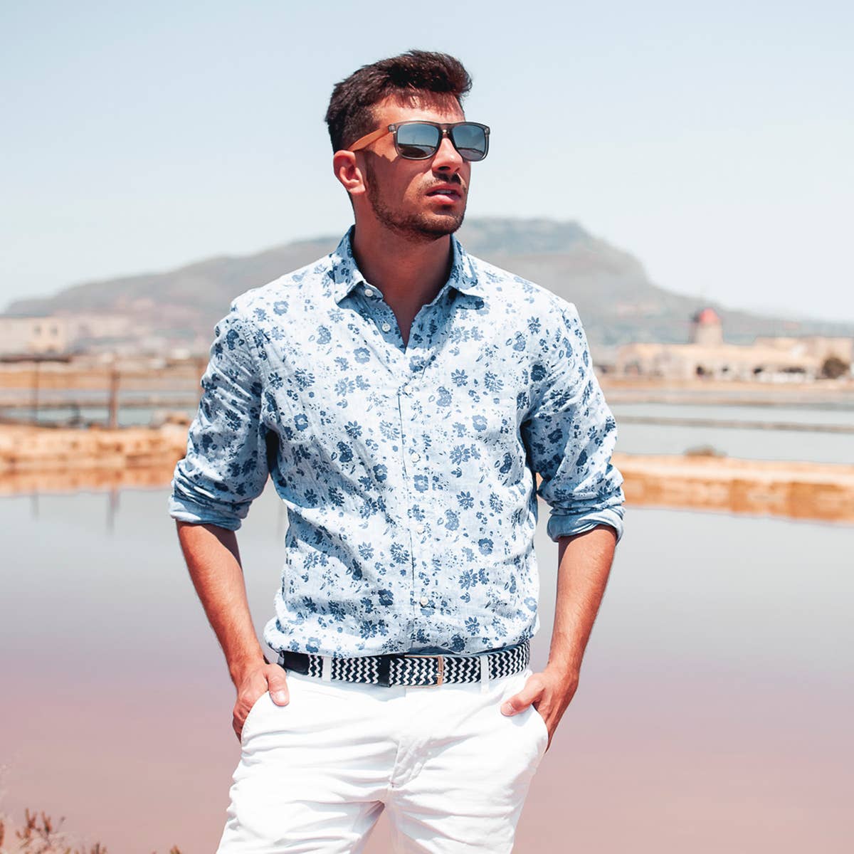 GOWOOD – wholesale Solglasögon - Unisex – Fyrkantig bambu trä solglasögon med silver polariserade linser5