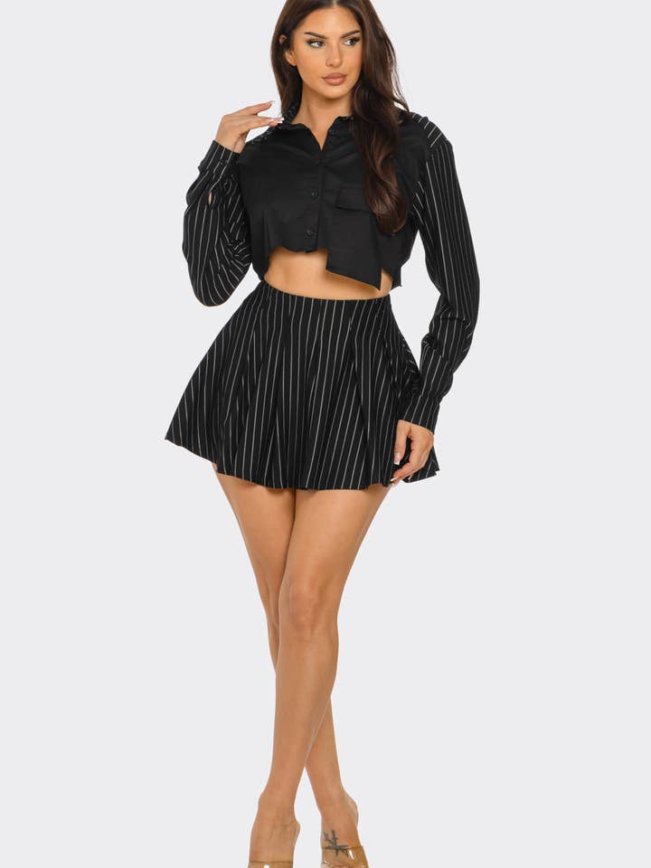 Julia by LoveJ - Wholesale Top & Skirt Set - Women's - Oversized Out Pocket Shirts Top And Skirt Set  8