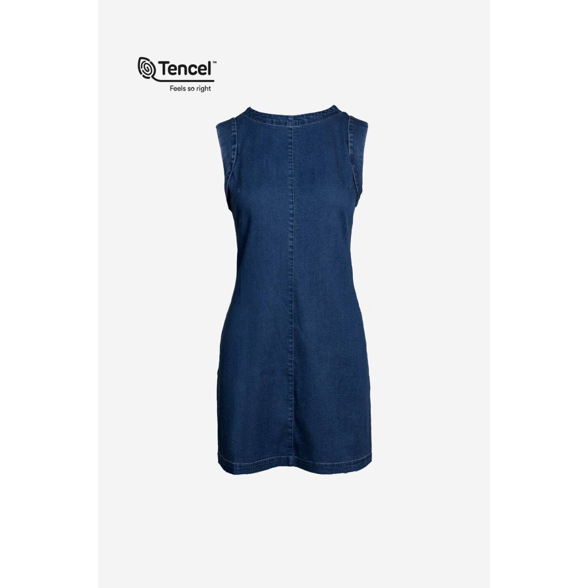 Naked Zebra - Vendita all'ingrosso Vestito - Donna - Abito in denim senza maniche con dettagli di cucitura5