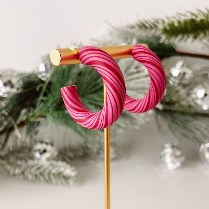 Candy Cane Hoops - Cinnamon for wholesale by Meadow & Mae