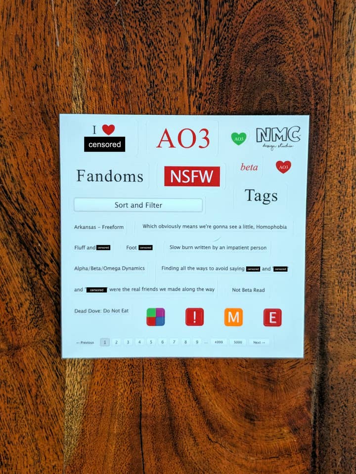 Not Safe For Work Fanfiction Sticker Sheet - Matte Vinyl for wholesale by NMC Design Studio
