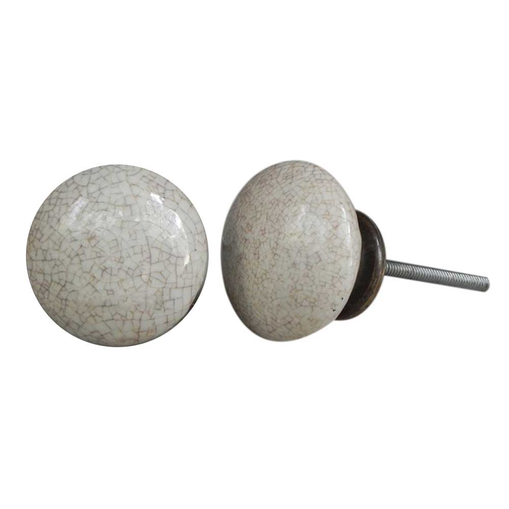 Cream 6 Piece Ceramic Crackle Modern Cabinet Knobs(Cream) for wholesale on Faire0