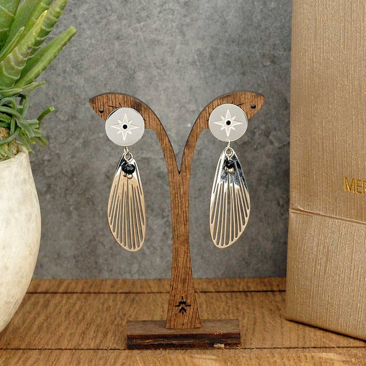 Merveilles du Monde - Wholesale Dangle Earrings - Stainless steel, Zircon, and Natural stones