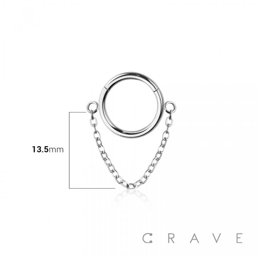 CRAVE - Wholesale Single Earring - 316L SURGICAL STEEL HINGED SEGMENT HOOP RING SINGLE LINE CHA1