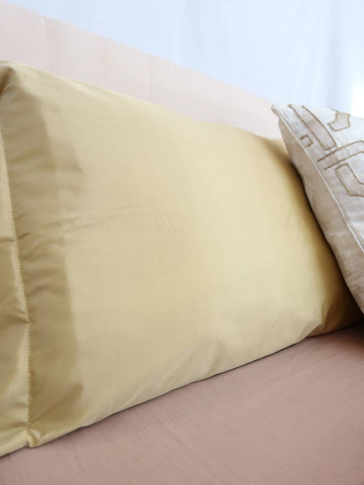 Golden Natural Silk Pillowcase for wholesale by Jaskirt Mandahar Silk