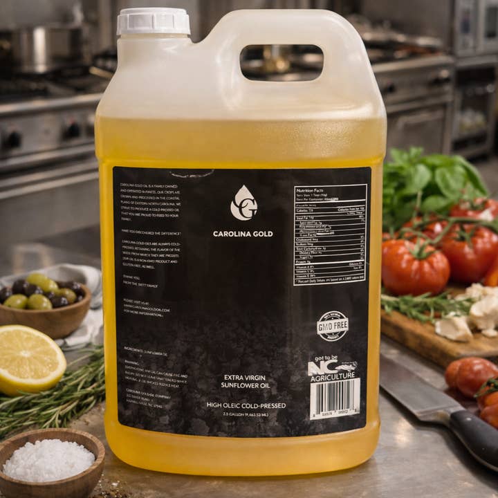 Carolina Gold - Vente Huile de cuisson - Huile de tournesol pressée à froid 2,5 gallons1