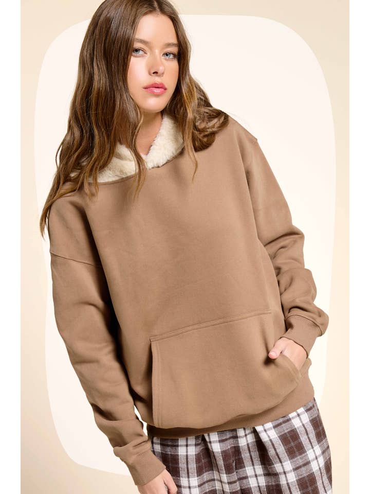 La Miel - Vendita all'ingrosso Felpa con cappuccio - Donna - MDT7717-Felpa Unisex con Cappuccio in Pelliccia Accogliente14