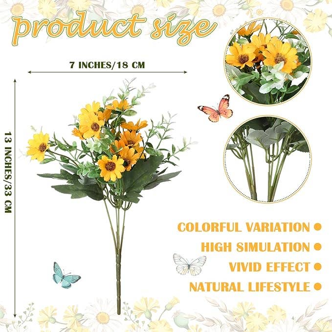 Crover - Wholesale Artificial Flowers - UV-Resistant Artificial Daisy Flower Bundle1