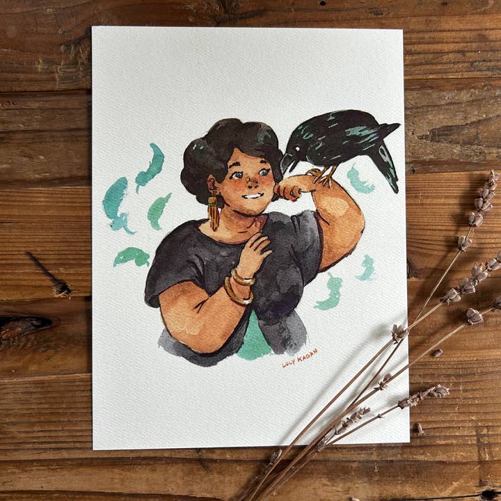 Heks' Familiër: Kraai 15 cm x 23 cm Kunstprint voor wholesale door Cottonbook