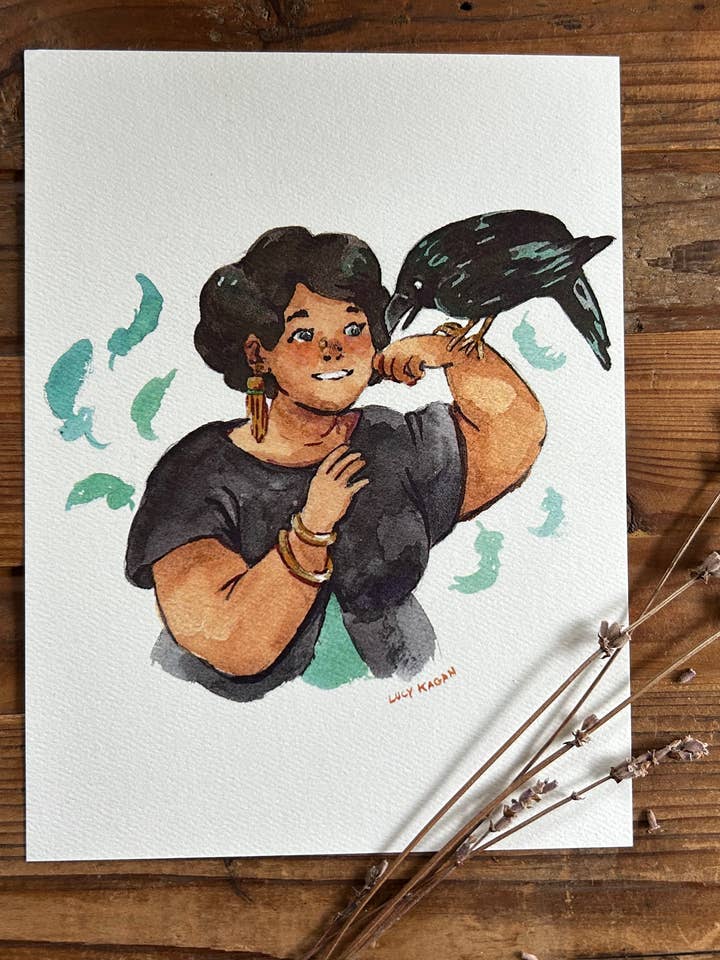 Witch’s Familiar: Crow 6” x 9” Art Print for wholesale by Cottonbook