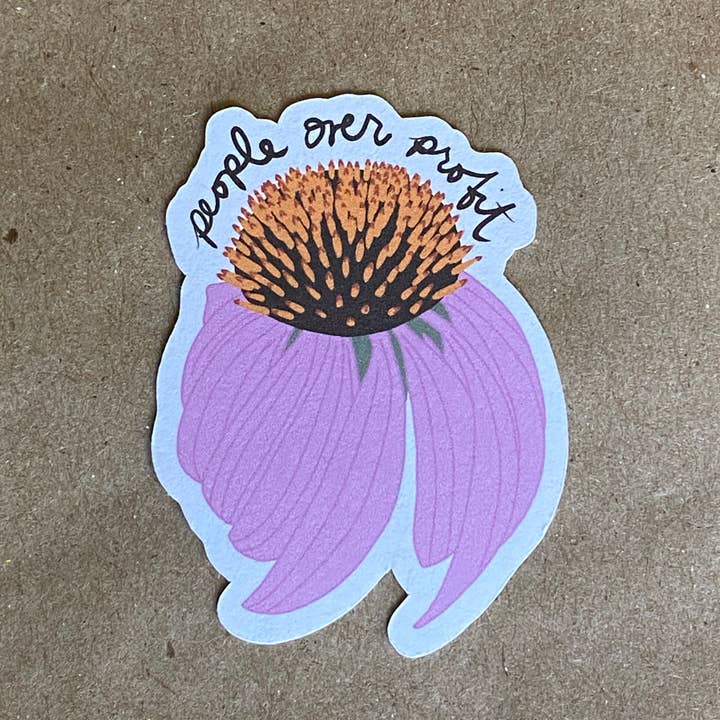 People Over Profit Coneflower klistermärke för wholesale av AnneArchy