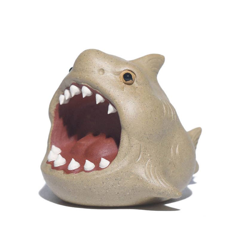 Gohobi （We cover U.S. import duties） - Vendita all'ingrosso Statuette decorative - Gohobi, decorazione da tè in ceramica fatta a mano in argilla YiXing, motivo: squalo24