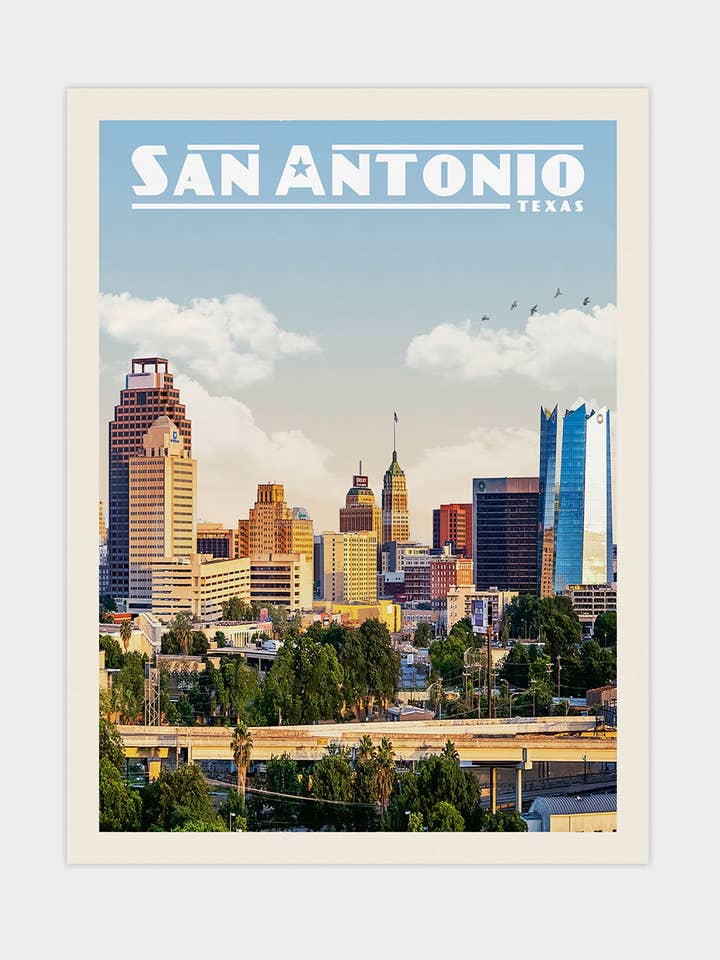 San Antonio, Texas - Impression de voyage vintage pour la vente par Vintaprints